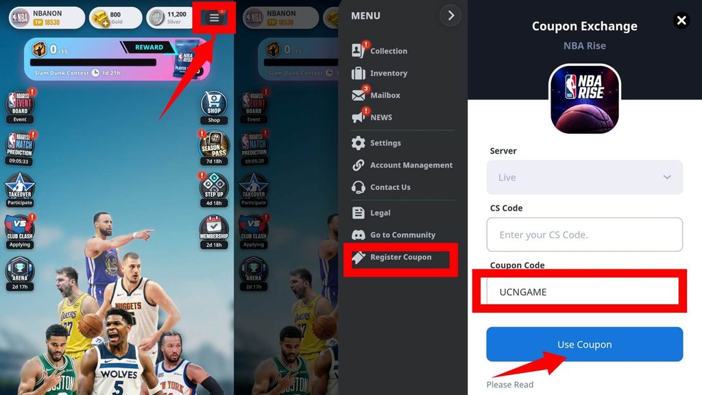 Redeem NBA RISE Codes